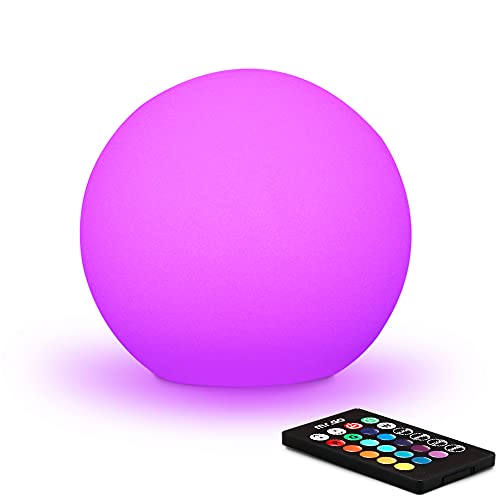 Mr.Go 6-inch RGB Color-Changing LED Globe Orb Light w/Remote, Mood Lamp Kids Night Light, 16 Dimmable Colors & 4 Modes, Ba...