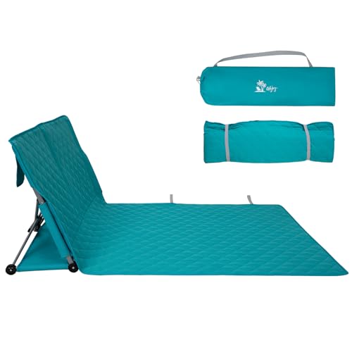 #WEJOY Double Beach Lounge Chair, Collapse Folding Lightweight Mat, Portable Ground Beach Chairs with Padded Seat & Steple...