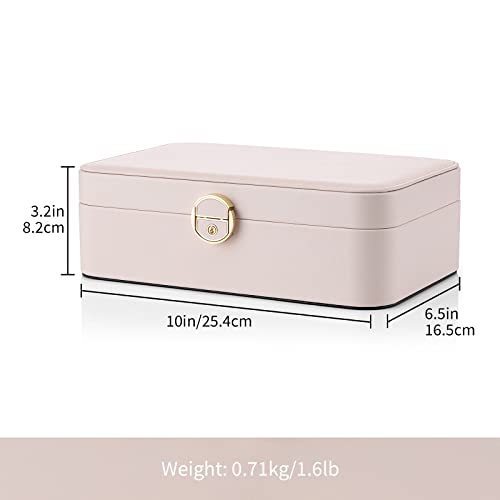 Vlando 2-Layer Jewelry Box,Valentines Day Gifts for Her Jewelry Organizer for Women Removable Jewelry Tray for Earrings Ne...