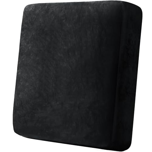 Cobedzy Black Velvet Stretch Couch Cushion Cover, Soft Sofa Seat Cushion Covers, Sofa Cushion Slipcover with Elastic Botto...