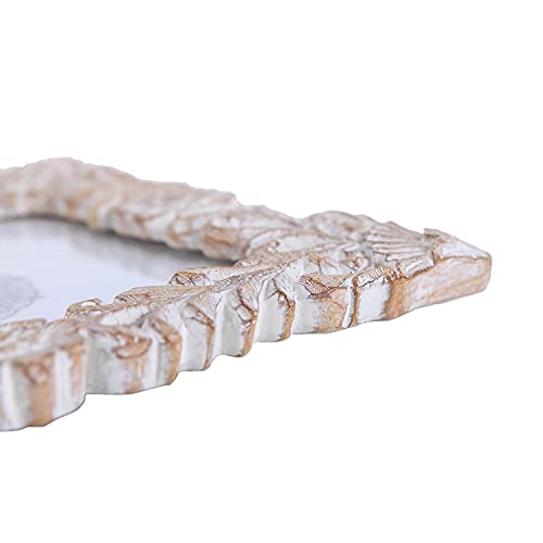 NIKKY HOME Farmhouse Boho Style Floral Picture Frame 4x6 Rustic Resin Photo Frame with Distressed White Finish, High Defin...