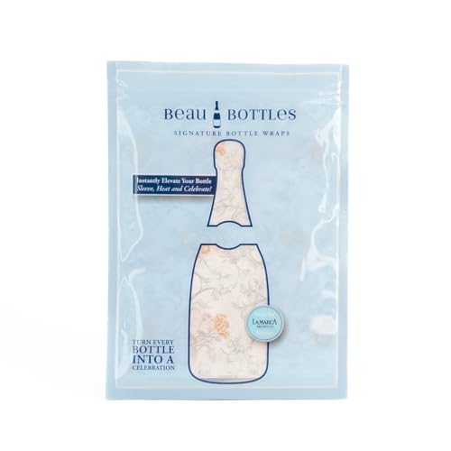 Beau Bottles Floral Bridal Bliss Custom Wine Label Wrap for La Marca 750ml Champagne Bottle - Personalized Wine Bottle Lab...