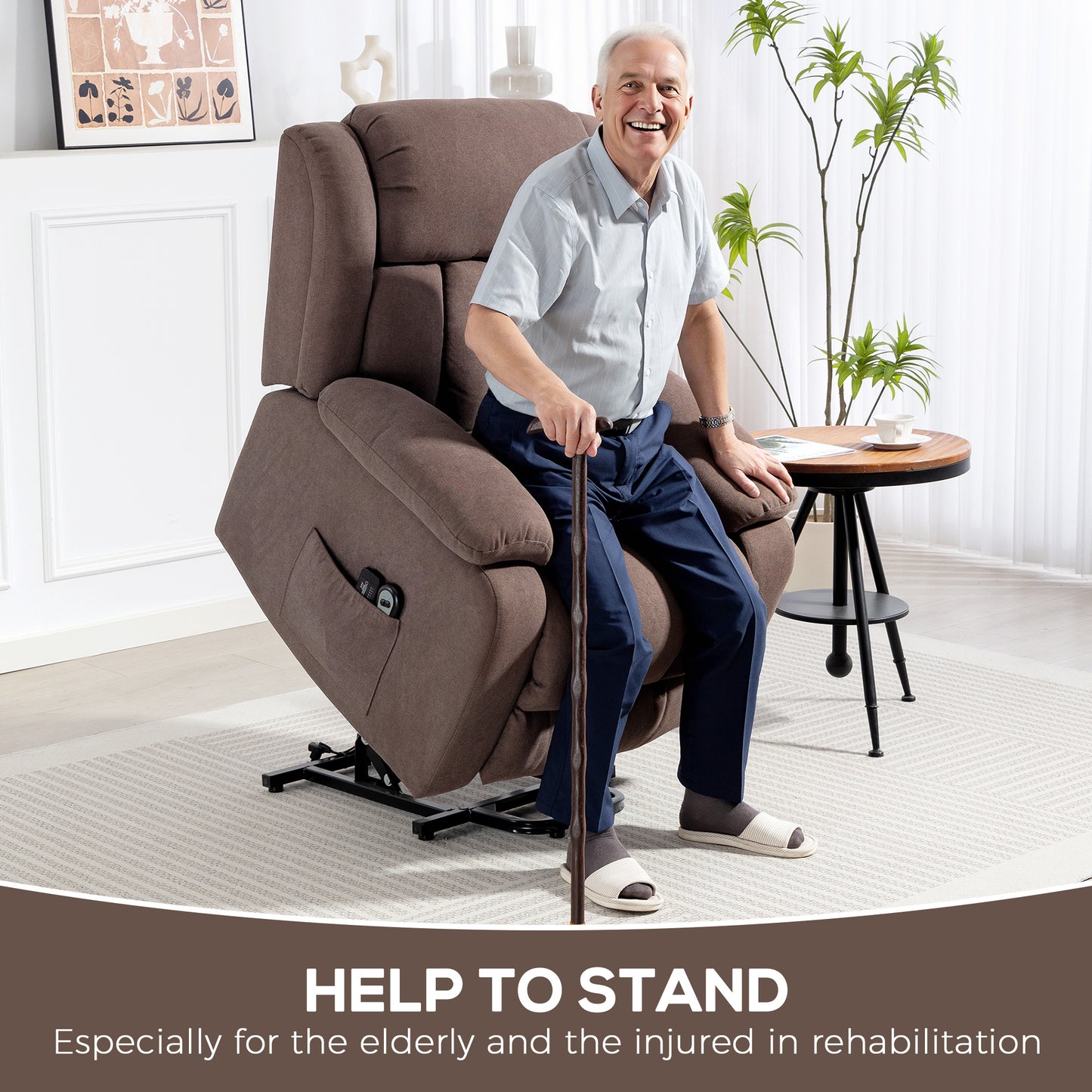 Eight-Point Massage Electric Lift Chair - Dark Brown