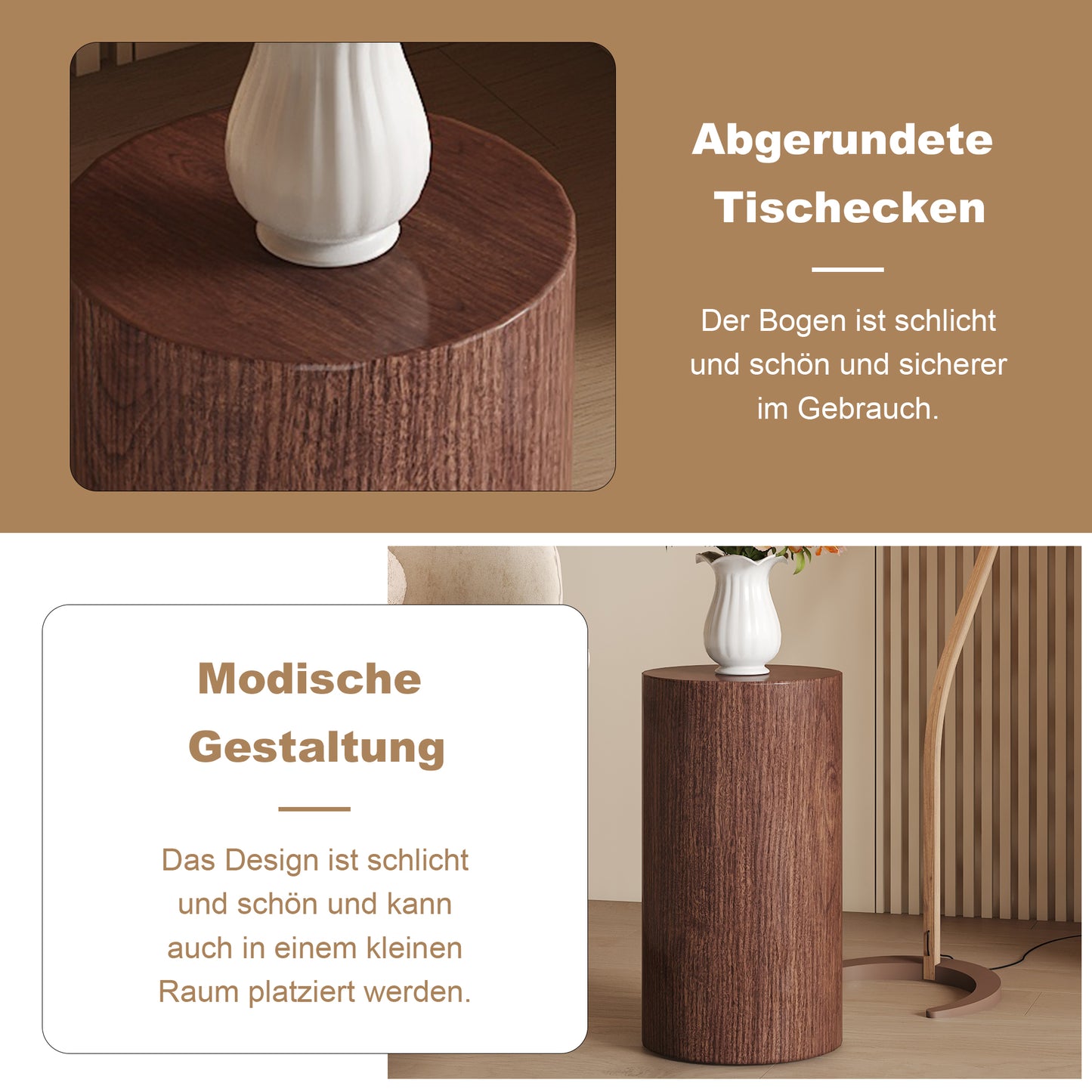 Elegant Round Walnut MDF Coffee Table  Modern Living Room Decoration With A Minimalist Design.Can Be Used As A Small Side Table, Side Table, Coffee Table Or Tea Table.