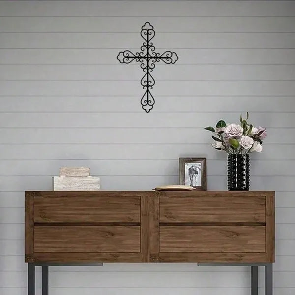 CIFbuy Metal Baked Paint Hollowed Cross Wall Art Christian Religious Home Decor - TikTok, Temu Pickup
