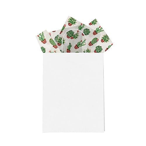 Succulent Printed Tissue Paper for Gift Bags or Boxes and Wrapping - Bulk Cactus Decorative Art Tissue Paper for Packaging...