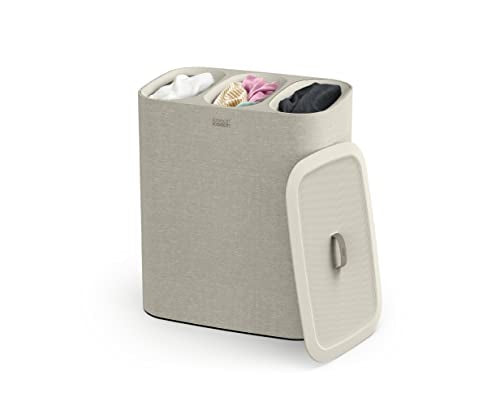 Joseph Joseph Tota Trio 90 liter/23.8 gallon Laundry Hamper Separation Basket with lid, 3 Removable Washing Bags with Hand...