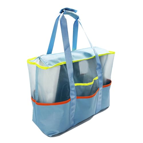 iYuening Tote Bag with Zipper Water Resistant，Work Tote Bag, Extra Large Mesh Beach Bag,Travel Bag for Women Man