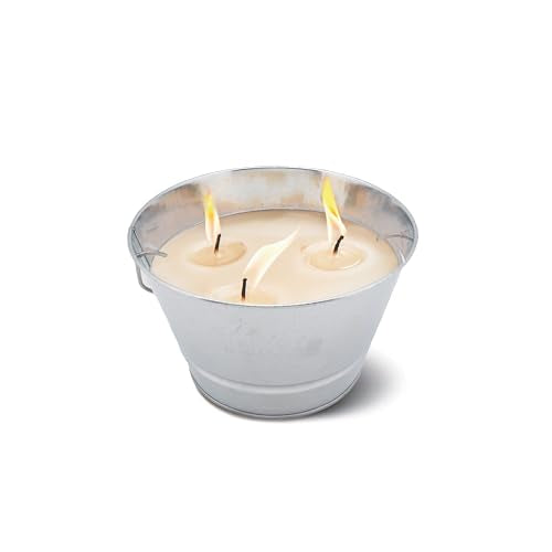 TIKI Citronella Candle 28-Ounce – Triple Wick Metal Bucket with Lid (Silver) – Long-Lasting Outdoor Candle for Patio, Dec...