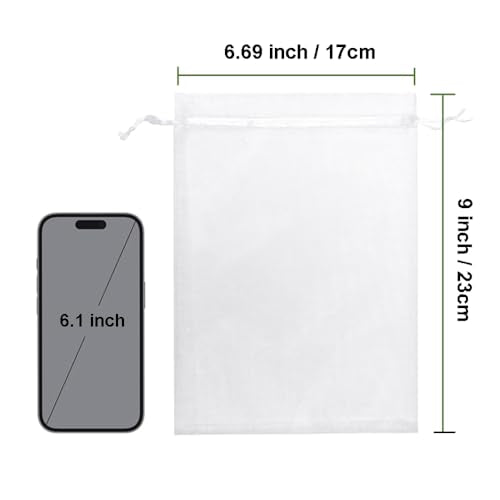 Volanic 50PCS 6X9 Inch (17X23 CM) Sheer Drawstring Organza Gift Bag for Jewelry Party Wedding Favor Candy Mini Bottle Samp...