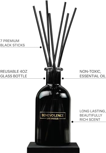 Benevolence LA Reed Diffusers for Home, Lavender & Eucalyptus Relaxing Fragrance | Aromatherapy Reed Diffuser Sticks with ...