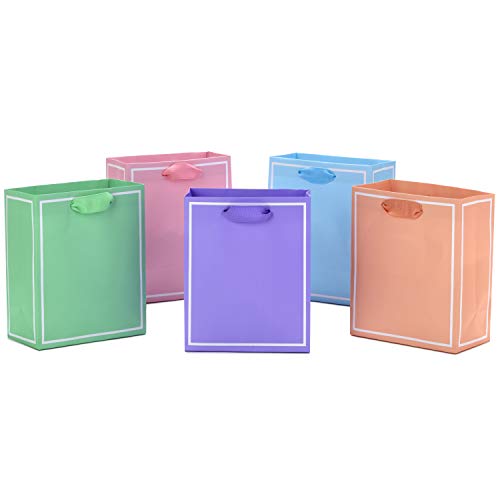 Hallmark 6" Small Pastel Easter Gift Bag Bundle, Pack of 5 (Light Purple, Pink, Blue, Orange, Green) for Bridal Showers, B...