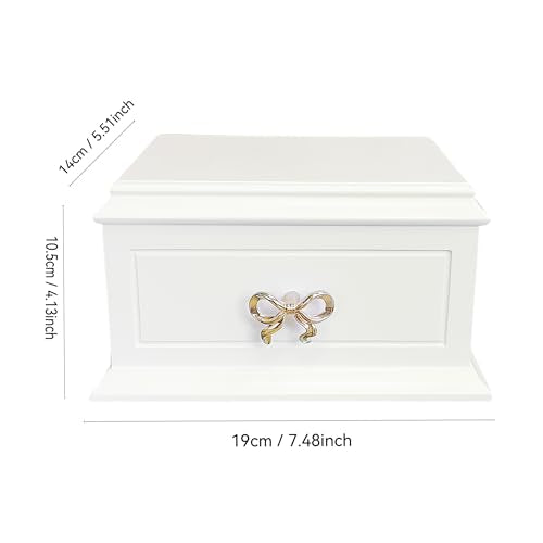 Liou PapaQ White Musical Jewelry Box with Ballerina for Girls and Women, Wooden Storage Organizer with Mirror,Swan Lake Tu...