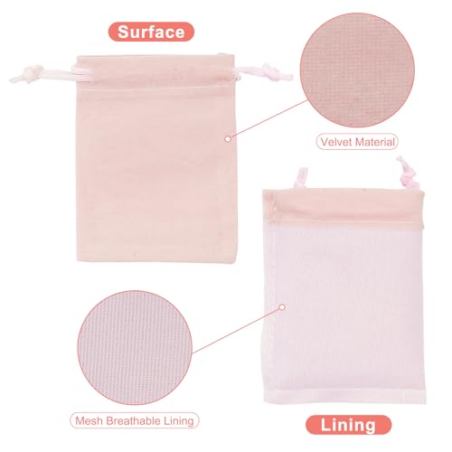 G2PLUS Pink Velvet Jewelry Pouches, 20PCS Small Velvet Gift Bags with Drawstring, Christmas Gift Bags for Wedding Favors, ...