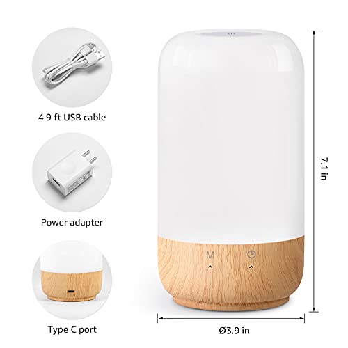 Lepro Table Lamp, LED Touch Lamp for Bedroom, Dimmable Bedside Night Light with Auto-off Timer, 350lm Tunable Soft Warm Wh...