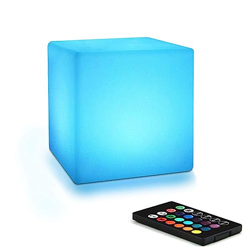 4-inch LED Cube Light, 16 RGB Color Changing Tesseract Cube Lamp with Remote, Waterproof Cordless Rechargeable Cubes Mood ...