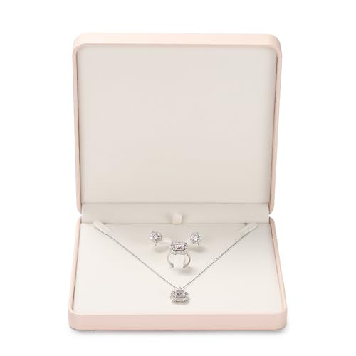 Oirlv Luxury Leather Jewelry Set Box Big Necklace Ring Storage Case Jewelry Gift Box for Bracelet Necklace Earring Ring (P...
