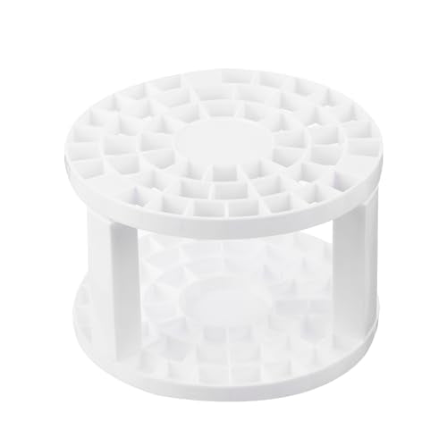 PATIKIL 1pcs White Minimalist Plastic Paint Brush Holder, 49 Holes Round Artist Desk Makeup Pencil Organizer