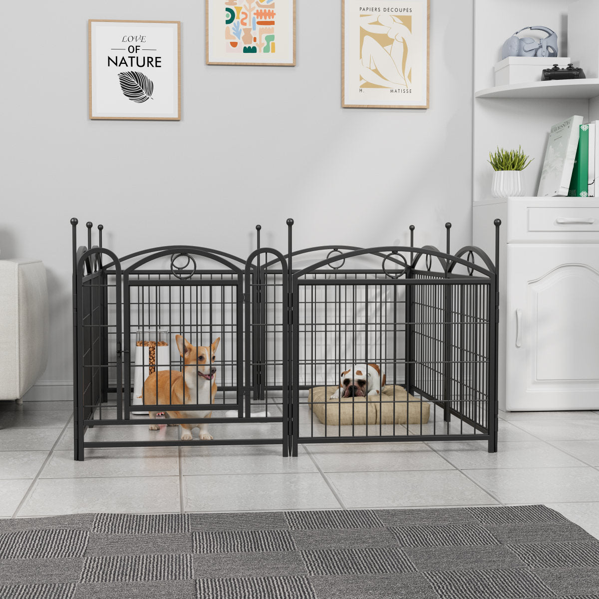 Dog Playpen Indoor 24 inch 8 Panels Metal Dog Pen Pet Dog Fence Outdoor Exercise Pen with Doors, Heavy Duty Dog Fence Puppy Pen for Large Medium Small Dogs Indoor Outdoor Foldable Pet Exercise Pen