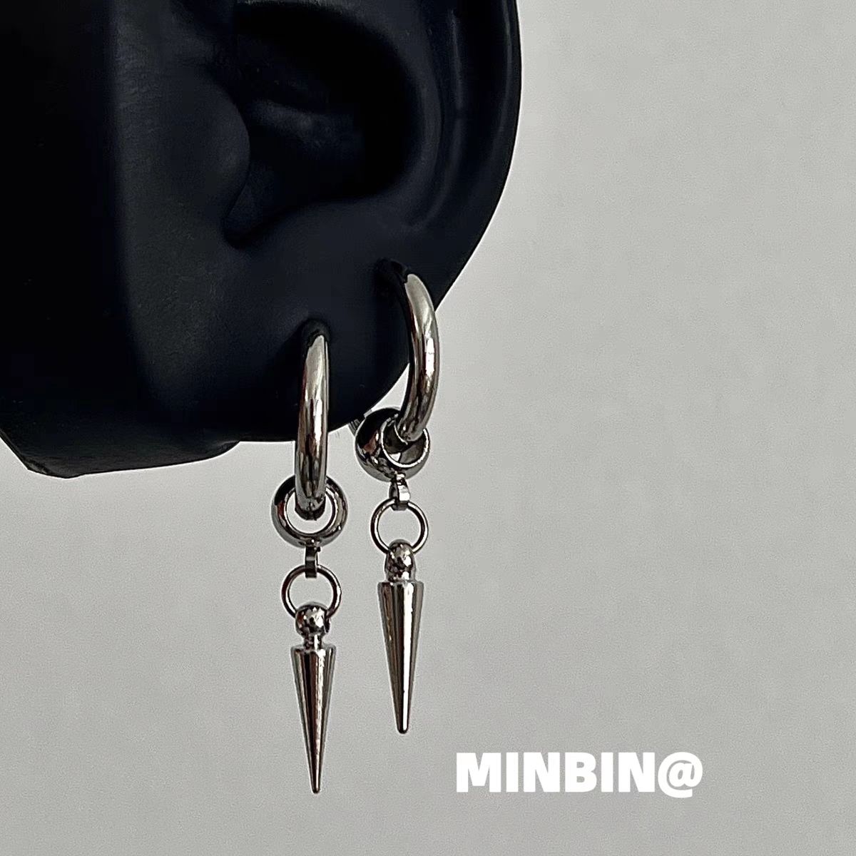 Titanium Steel Stud Earrings, Cool Hip Hop Punk Hoop Earrings For Men & Women, High-End Neutral Unisex Fashion Ear Jewelry