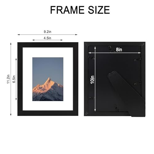 SZYUU 8x10 Picture Frame Set of 4, High Definition Real Glass, Display Pictures 5x7 with Mat or 8x10 Without Mat, Gallery ...