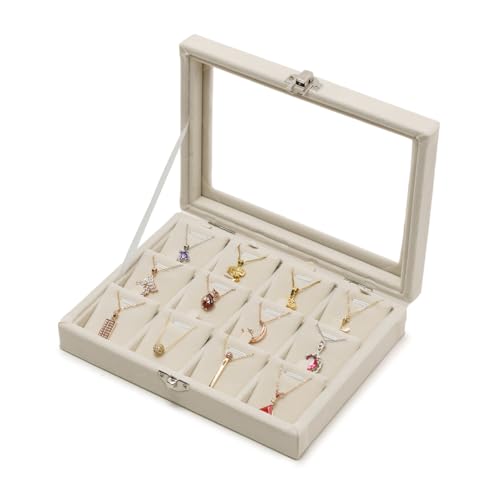 XHMQYC Jewelry Box Necklace Organizer Tray, Beige Necklace Display Case for Storage Jewelry Small Necklaces Display Stand ...
