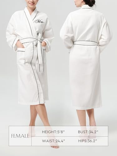 AW BRIDAL Mr and Mrs Waffle Knit Robe Set for Wedding Engagement Gifts, Anniversary Matching Robes for Couples, Women and Men