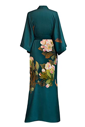 OLDSHANGHAI Luxury Kimono Robe for Women | Long Floral Robe | Original Design | Removable Waist Tie Closure