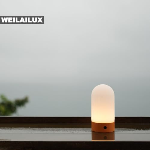 WEILAILUX Battery Operated Shower Lamp Waterproof, Small Portable Cordless Table Lamp Rechargeable, Touch Dimmable Mood Li...