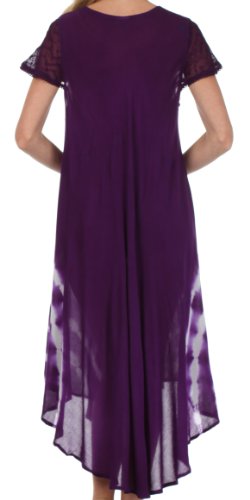 Sakkas Embroidered Painted Floral Cap Sleeve Rayon Dress