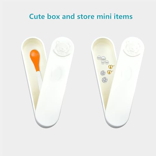2 Pcs Cotton Swab Box, Travel Cotton Bud Holder CottonSwab Storage Box with Cover, Portable ABS Mini Travel SwabCase Bear ...