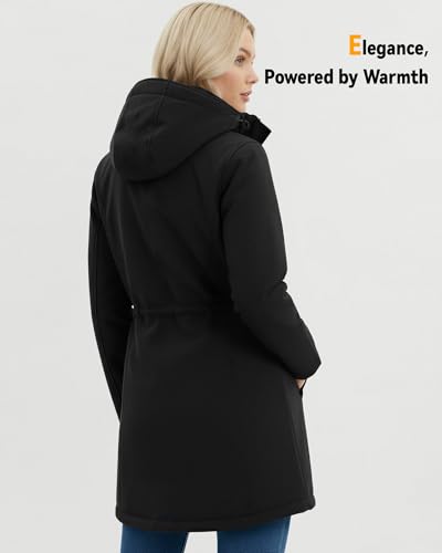 Wulcea Graphene Heated Softshell Jacket for Women 12V Fast Charge 18400mAh Large Capacity
