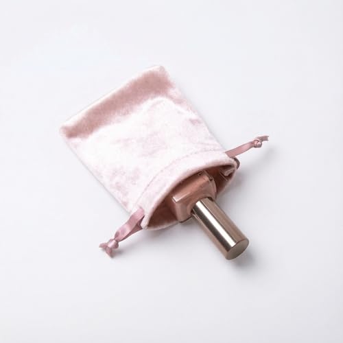 QIANF 12pcs Rose Pink Velvet Drawstring Bags 3x4 inches Glossy Small Velvet Cloth Gift Bags Jewelry Pouches for Storage We...