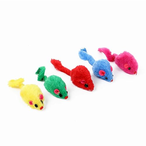 Maiguangta 12PCS Cat Mouse Toys,Faux Fur Cat Mice Toys with Plastic Body, Interactive Catnip Toys for Indoor Cats,Perfect ...