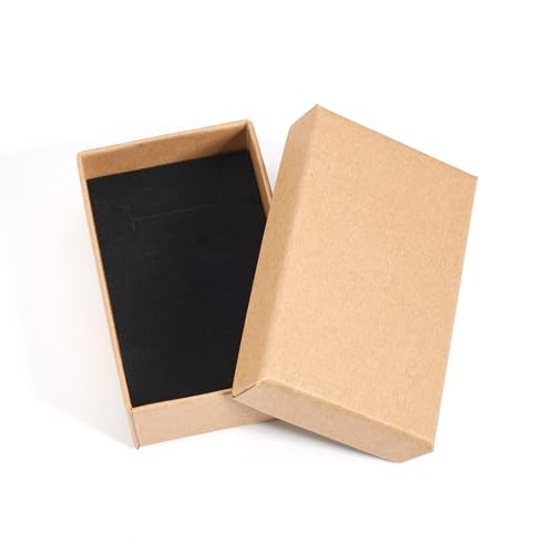 Craftdady 24pcs Tan Jewelry Gift Boxes 3 x 2 x 1 Inch Small Gift Boxes Cardboard Necklace Boxes Earring Pendants Boxes Rec...