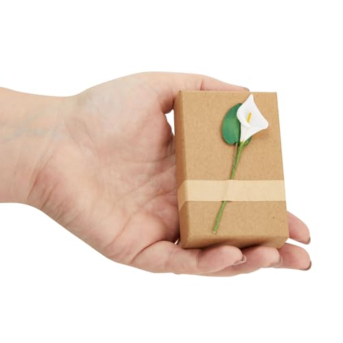 Juvale Jewelry Boxes - 12 Pack, 3.5 x 2.2 x 1.2 In, Brown Cardboard - Mini Case With 3D Lily Flower Top & Removable Velvet...