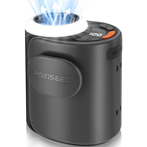 POKISEED Rugged Portable Fan, 10000mAh Rechargeable Battery, 40H Runtime, 5-Speed Turbo Cooling, Hands-Free Multi-Position...