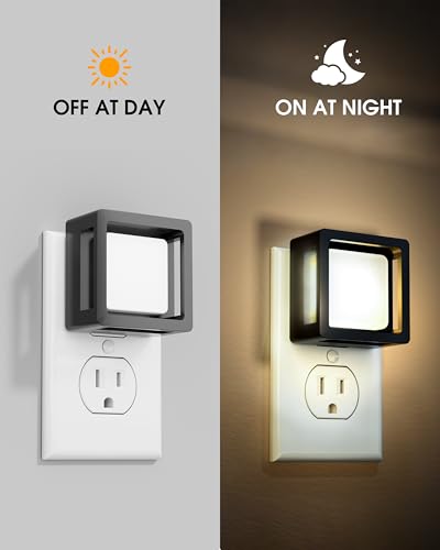 FONSHUKYY LED Night Light - Plug Into Wall [2 Pack] - with Dusk-to-Dawn Sensor 3000K Warm Lights - Adjustable Brightness f...