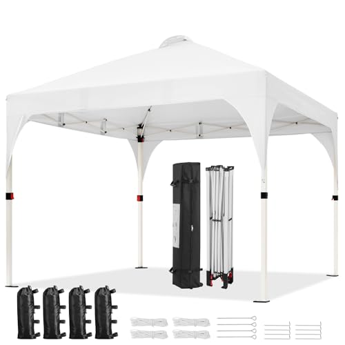 Yaheetech 10x10 Pop Up Canopy Tent with Vent, Easy Set Up Tent, Instant Sun Shelter Canopy with Wheeled Bag, 4 Sandbags, 1...