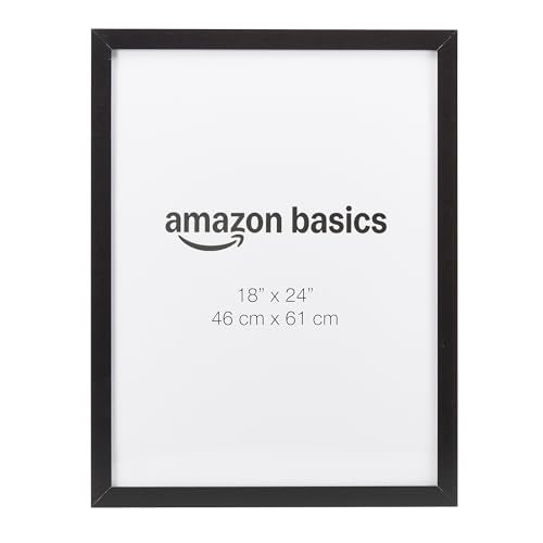 Amazon Basics Rectangular Wood Poster Frame, 18" x 24", Black