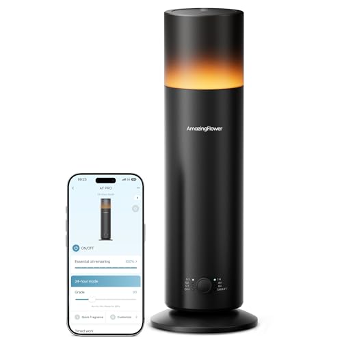 Waterless Essential Oil Diffuser, Smart Scent Diffuser with Nightlight, Smart Schedules, Up to 1100 sq ft, App Control Col...