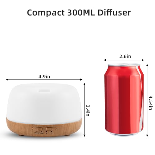 KIMWUVI 300ML Essential Oil Diffuser with Remote Control,Quiet Ultrasonic Cool Mist Aromatherapy Diffuser,7 Color LED Ligh...