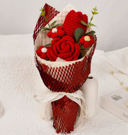 Hand-knitted Floral Sunflower Finished Yarn Bouquet Goddess Holiday Gift Artificial Fake Flowers