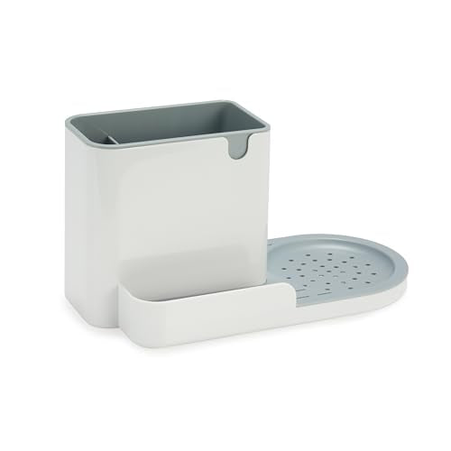 Amazon Basics Kitchen Sink Caddy Organizer for Sponge and Brush Storage, Large, White