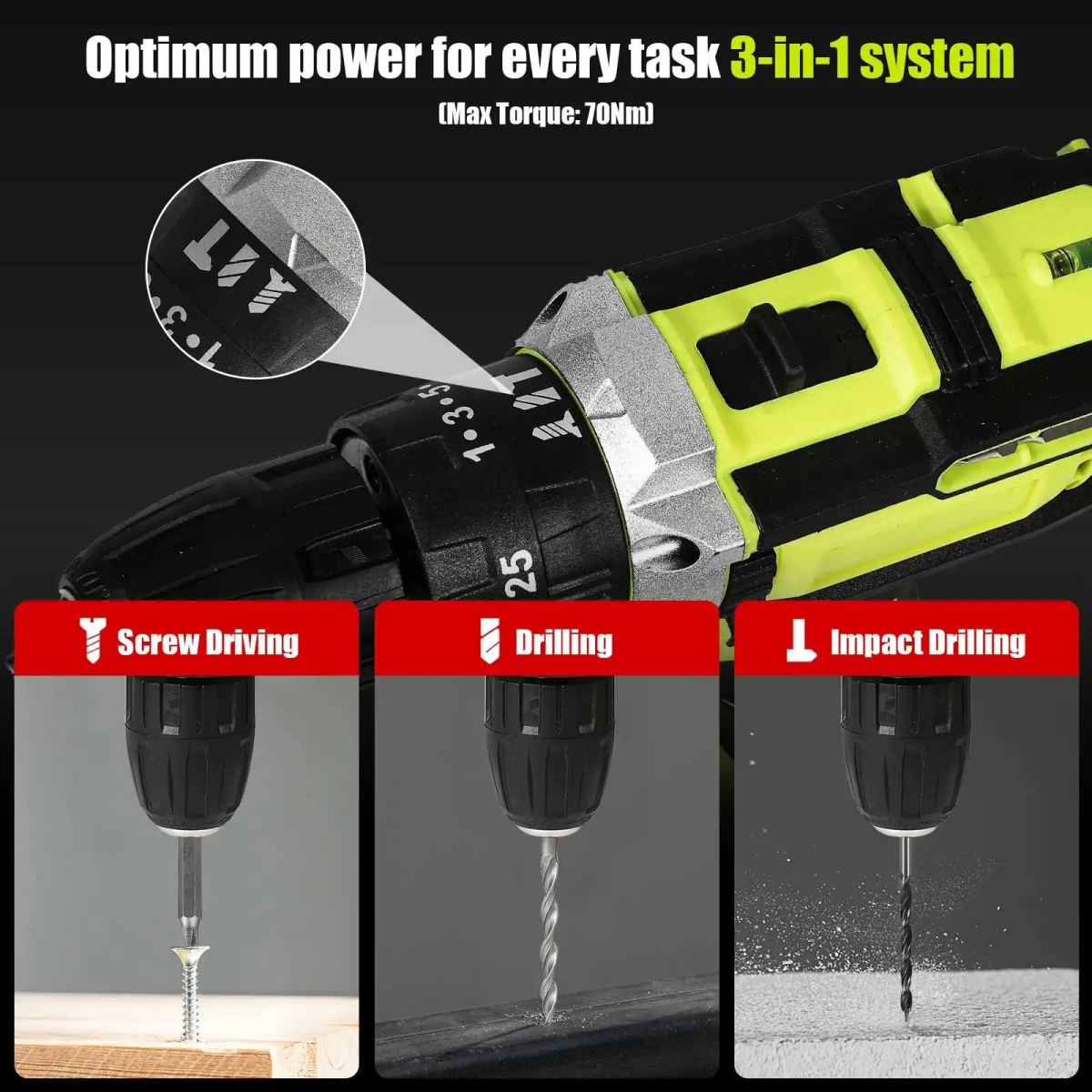 12V Cordless Impact Drill, Electric Screwdriver, Electric Impact Drill, Mini Cordless Drill, Lithium-ion Battery Power Tools