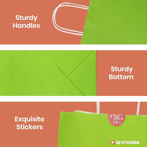 Parmedu Small Paper Gift Bags with Handles - 30 Pack 8.7"x3.5"x7.9" Colorful Party Favor Bags Bulk, Gift Bags for Christma...