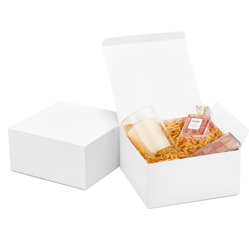 MESHA 8x8x4 Gift Box 10 Pack White Gift Boxes with Lids, DIY Bridesmaid Proposal Box, Recyclable,Foldable Box for Wedding,...