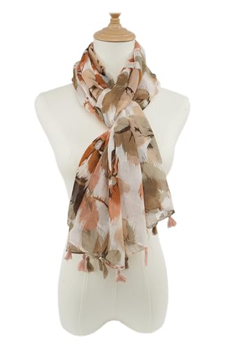 YOUR SMILE Large Boho Scarf for Women Lightweight Floral Printed Scarves Fall Winter Fashion Fringed Shawl wraps