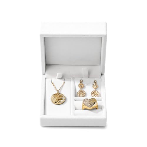 Papten 3-in-1 Velvet Jewelry Set Gift Box: Earring, Ring, Necklace Boxes - Small Jewelry Storage for Travel, Birthday, Mot...