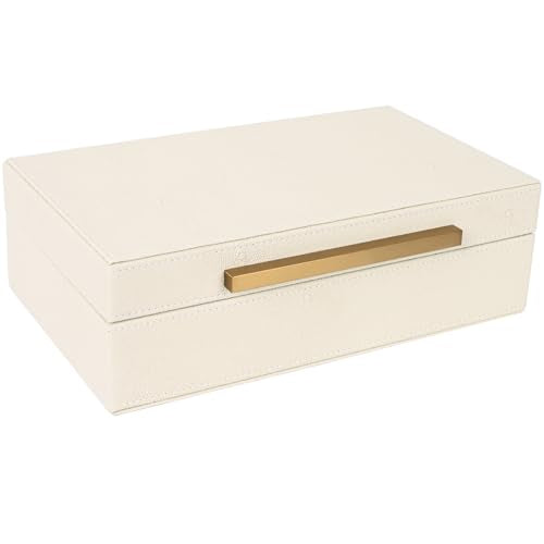XIGEXIGE Beige Shagreen box Faux Leather Decorative Boxes,Keepsake And Memory Storage Decorative Boxes with Lids for Moder...